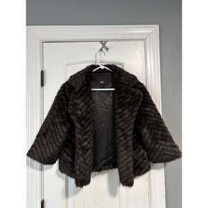 Faux Fur Jacket Coat Fits Wmns L Chocolate Brown 3/4 Bell Sleeves Y2k